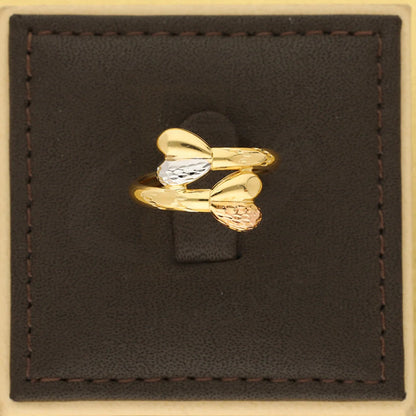 Tri Tone Gold Hearts Ring 18Kt - Fkjrn18K5184 Rings