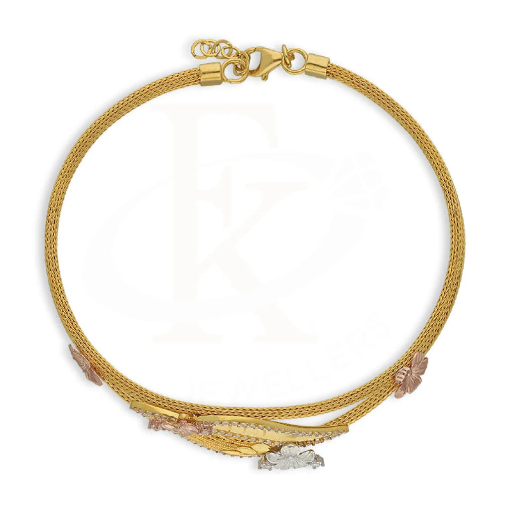 Tri Tone Gold Leaf Shaped Bracelet 22Kt - Fkjbrl22K5040 Bracelets