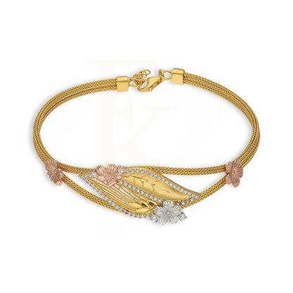 Tri Tone Gold Leaf Shaped Bracelet 22Kt - Fkjbrl22K5040 Bracelets