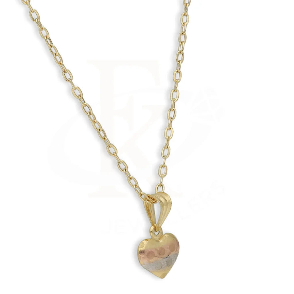 Gold Tri Tone Necklace (Chain With Heart Shaped Pendant) 18Kt - Fkjnkl18K5244 Necklaces