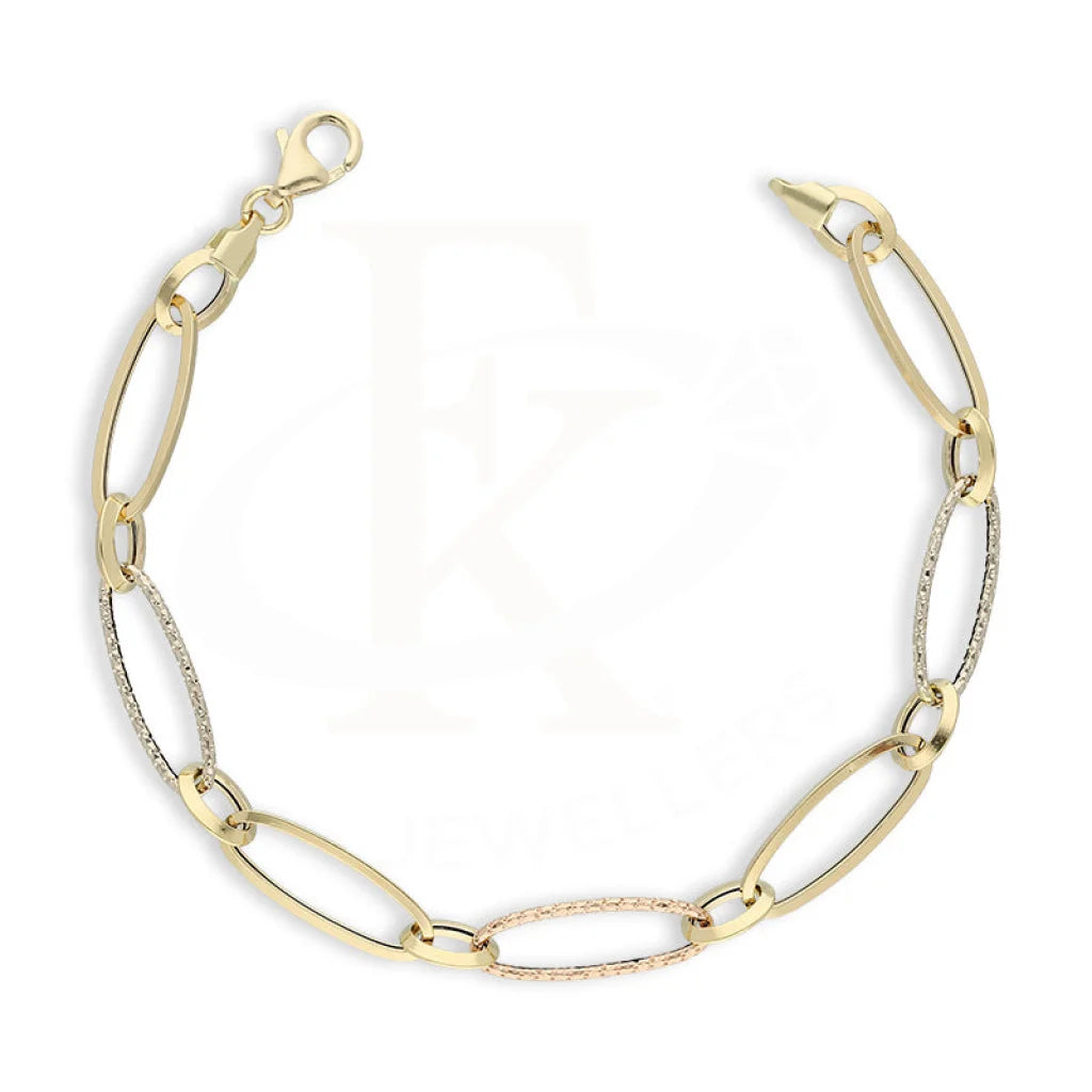 Tri Tone Gold Oval Cable Link Bracelet 18Kt - Fkjbrl18K5204 Bracelets