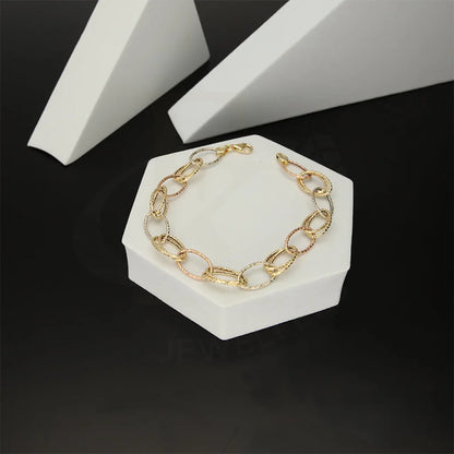 Tri Tone Gold Oval Cable Link Bracelet 18Kt - Fkjbrl18K5206 Bracelets