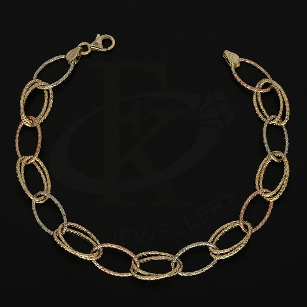 Tri Tone Gold Oval Cable Link Bracelet 18Kt - Fkjbrl18K5206 Bracelets