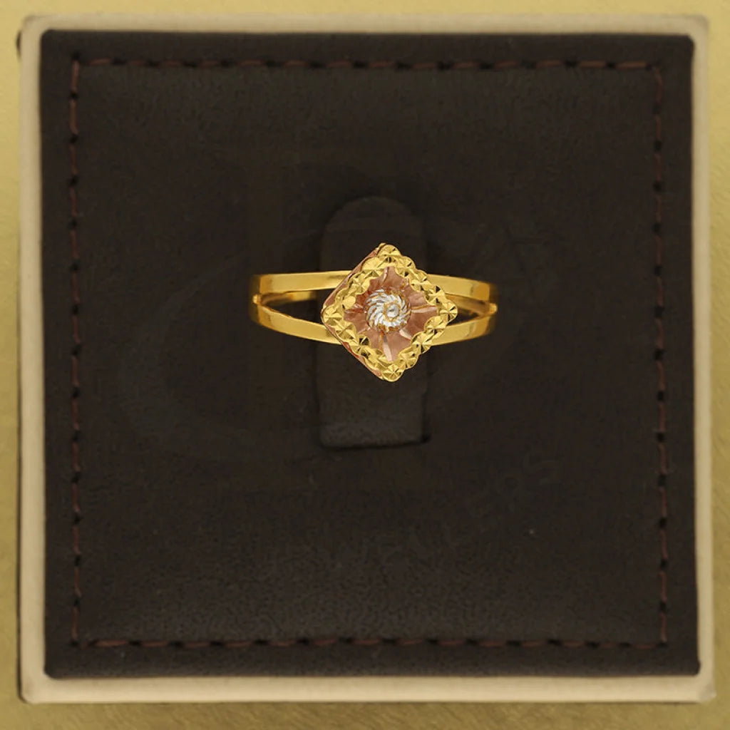 Tri Tone Gold Rhombus Shaped Ring 22Kt - Fkjrn22K3848 Rings