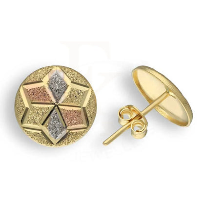 Tri Tone Gold Round Shaped Stud Earrings 18Kt - Fkjern18K3095