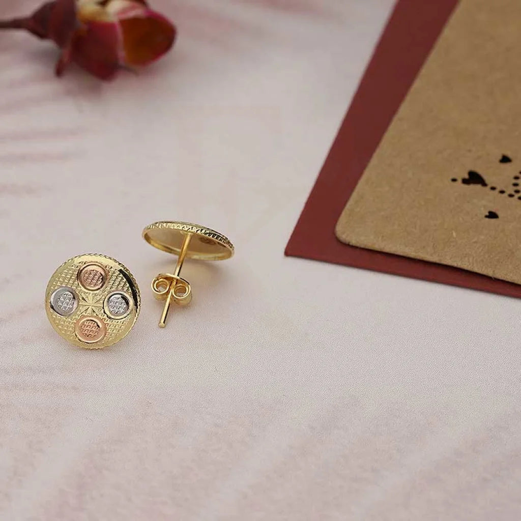 أقراط مرصعة بالذهب عيار ١٨ قيراطًا بثلاث درجات لونية - Fkjern18K18