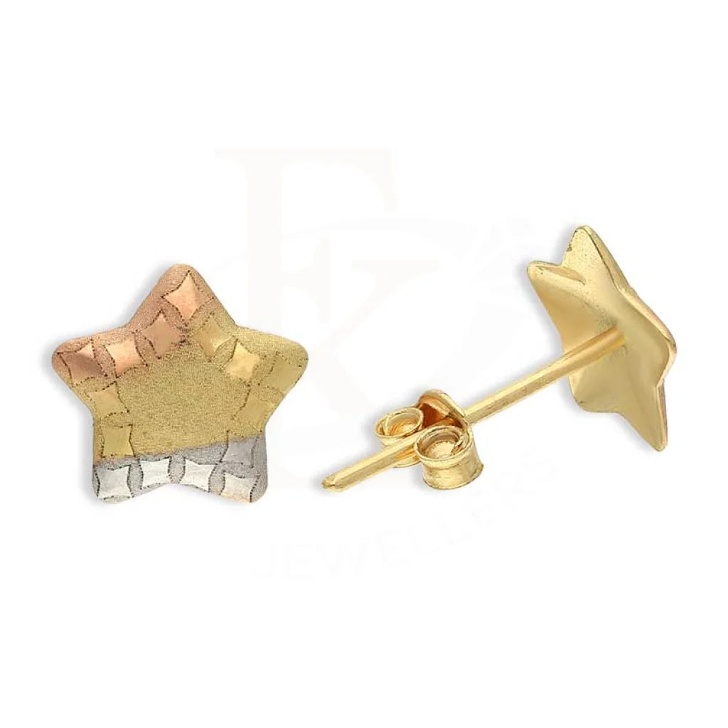 Tri Tone Gold Star Stud Earrings 18Kt - Fkjern18K3089