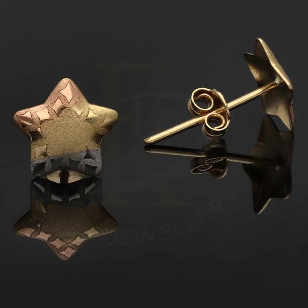 Tri Tone Gold Star Stud Earrings 18Kt - Fkjern18K3089
